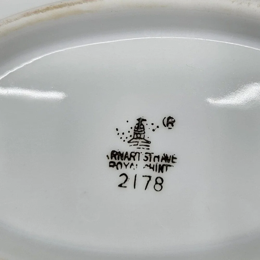 Arnart 5th Ave Royal Mint Floral Lace Oval Porcelain Tray Gold‎ Trim 2178 Japan